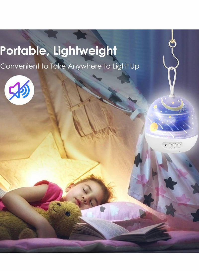 KASTWAVE Night Light Projector, Silent Star Lights Rotaing Projector Galaxy Projector Light for Baby Kids Bedroom with 4 Projection Films 15 Colors, White - Image 5