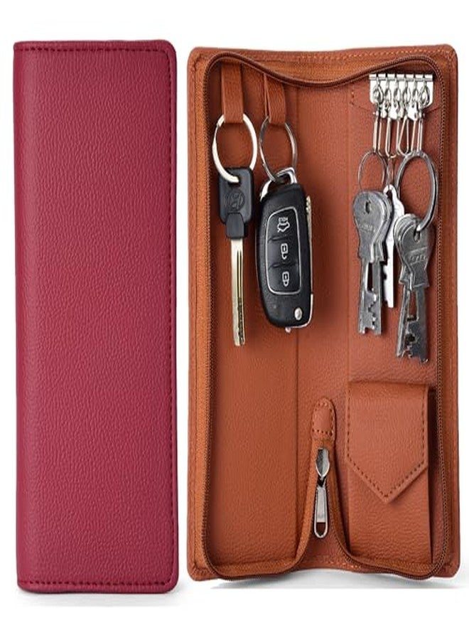 essart PU Leather Secure Zipper Key Holder Organizer Case Secure Organizer Case for Keys Travel Key Holder for Men & Women - Image 3