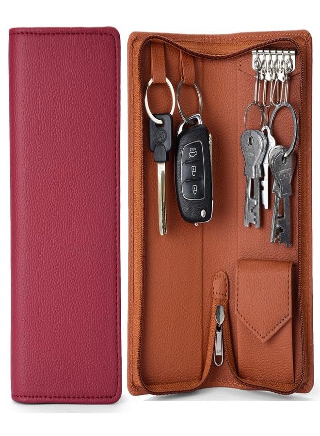 essart PU Leather Secure Zipper Key Holder Organizer Case Secure Organizer Case for Keys Travel Key Holder for Men & Women - Image 2