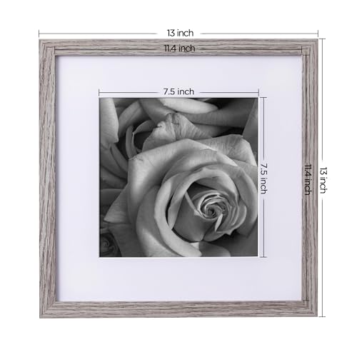 eletecpro 12x12 Picture Frames Set of 9 with Mat for 8x8 Photos or without Mat for 12x12, Square Gallery Wall Decor Collage for Picture Display, Grey Frame Set for Wall Hanging - Image 3