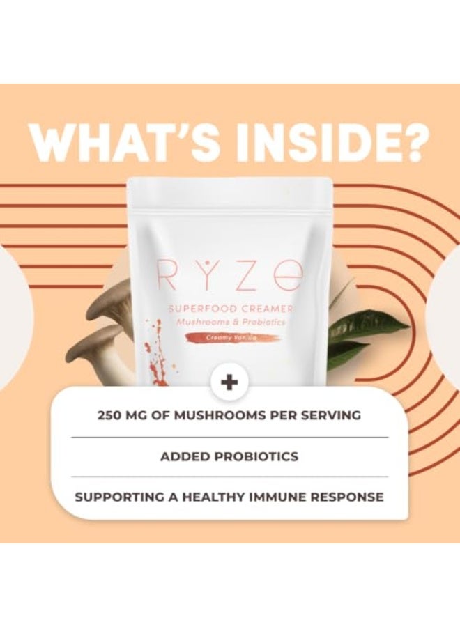 RYZE SUPERFOODS Probiotic Coffee Creamer with 6 Organic Adaptogenic Mushrooms  Probiotics for Energy, Focus, Digestion with USA Grown Turkey Tail, Shiitake, Lions Mane, Reishi, Gluten Free - Image 5