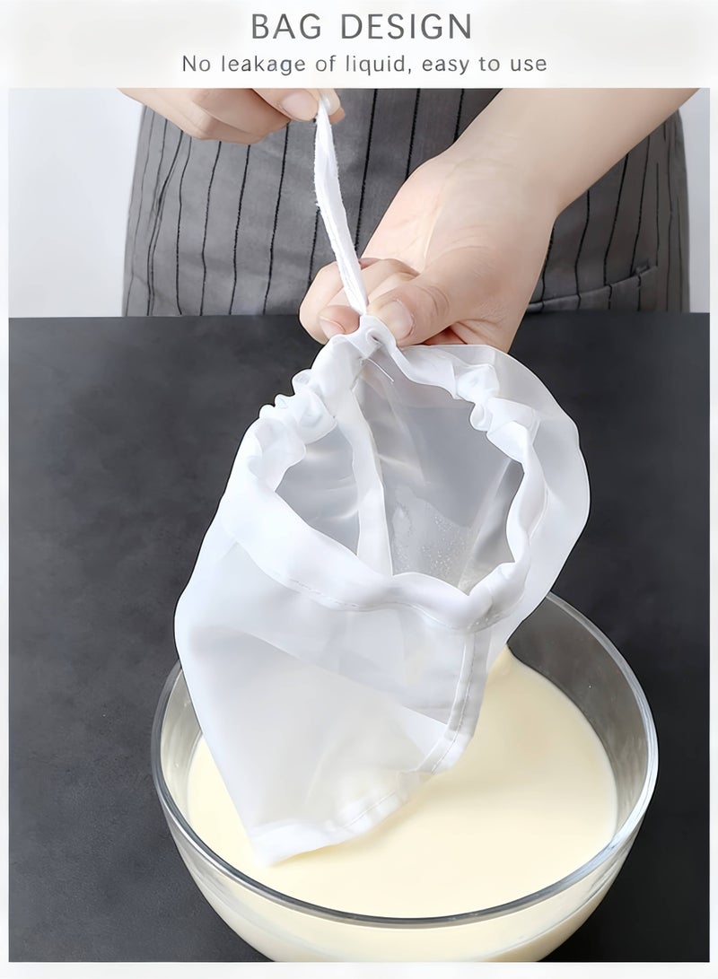 ميكو 3 قطع أكياس تصفية حليب الصويا، كيس فلتر عصائر 200 مش، قماش تصفية نايلون 20x30 سم، قابل لإعادة الاستخدام للقهوة الباردة وحليب المكسرات - Image 4