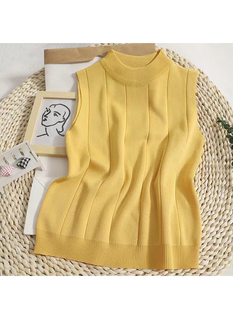 Generic Trendy Cotton Knitvest Sleeveless Top Base Tank Spring Summer 2024 New Ice Silk 13 Colors Official Website Graphic Activity Yellow 