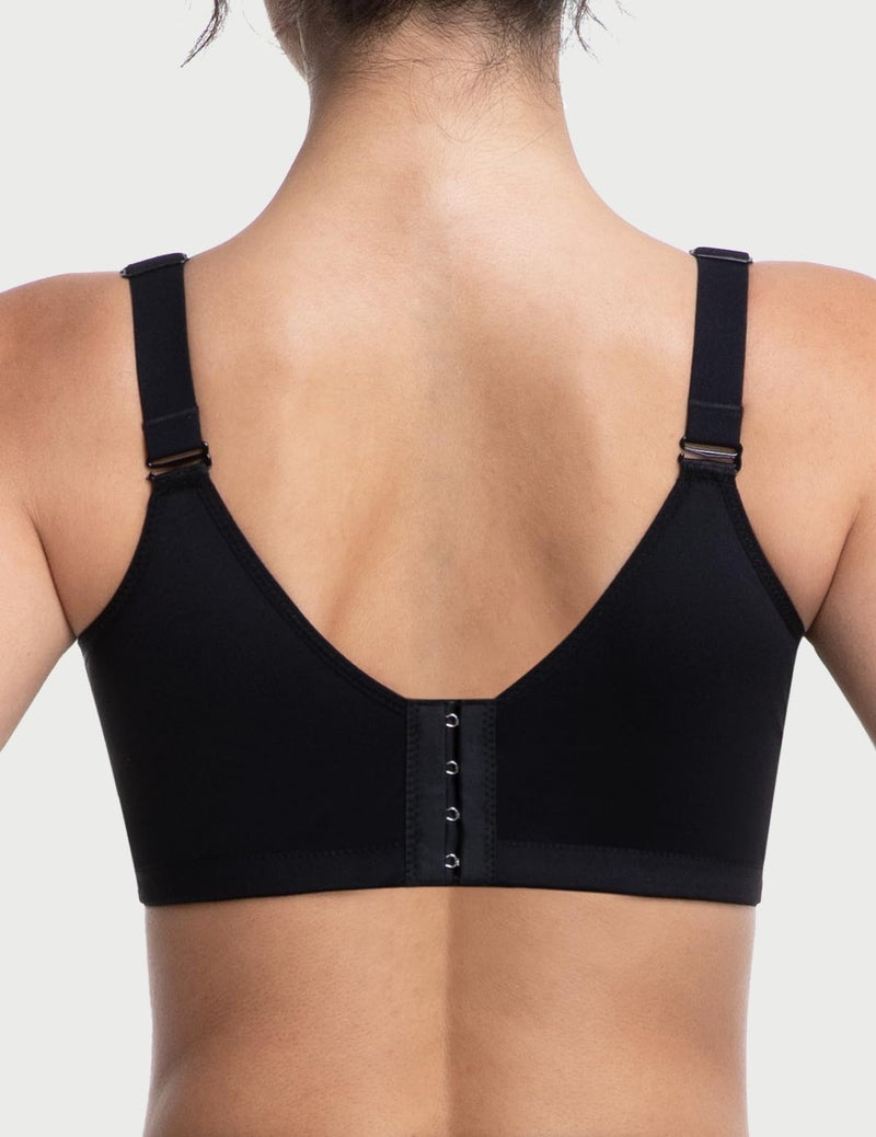 FallSweet Wireless Add 2 Cups Padded Plunge Bras Back Smoothing Push Up Brasieres, Black, 42C - Image 3