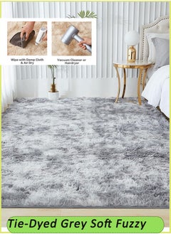 Reelyo Fuzzy Abstract Area Rugs for Bedroom Living Room Fur Rug for Kids Nursery Dorm Room Plush Throw Rug  Decorative Accent Rug for Indoor Home Floor Carpet Light Grey 160x200CM  - Image 1