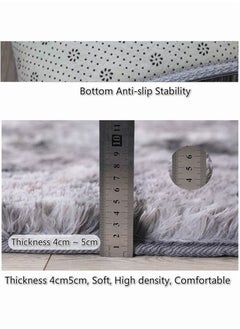 Reelyo Fuzzy Abstract Area Rugs for Bedroom Living Room Fur Rug for Kids Nursery Dorm Room Plush Throw Rug  Decorative Accent Rug for Indoor Home Floor Carpet Light Grey 160x200CM  - Image 2