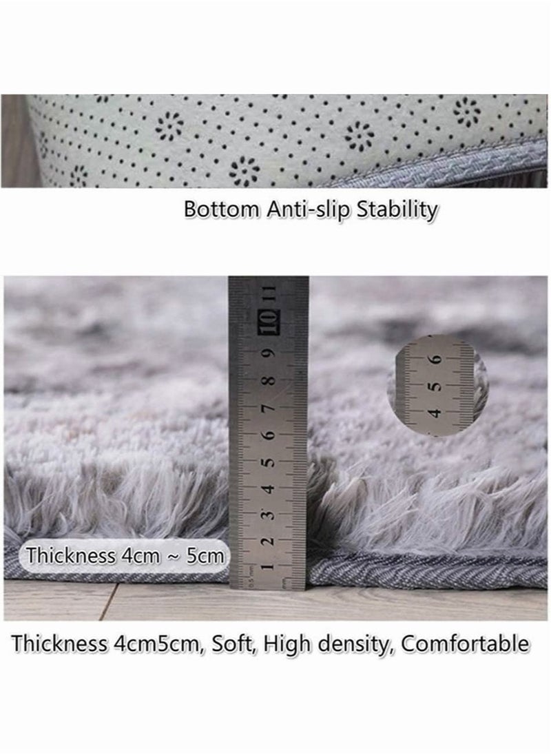 Reelyo Fuzzy Abstract Area Rugs for Bedroom Living Room Fur Rug for Kids Nursery Dorm Room Plush Throw Rug  Decorative Accent Rug for Indoor Home Floor Carpet Light Grey 160x200CM  - Image 2