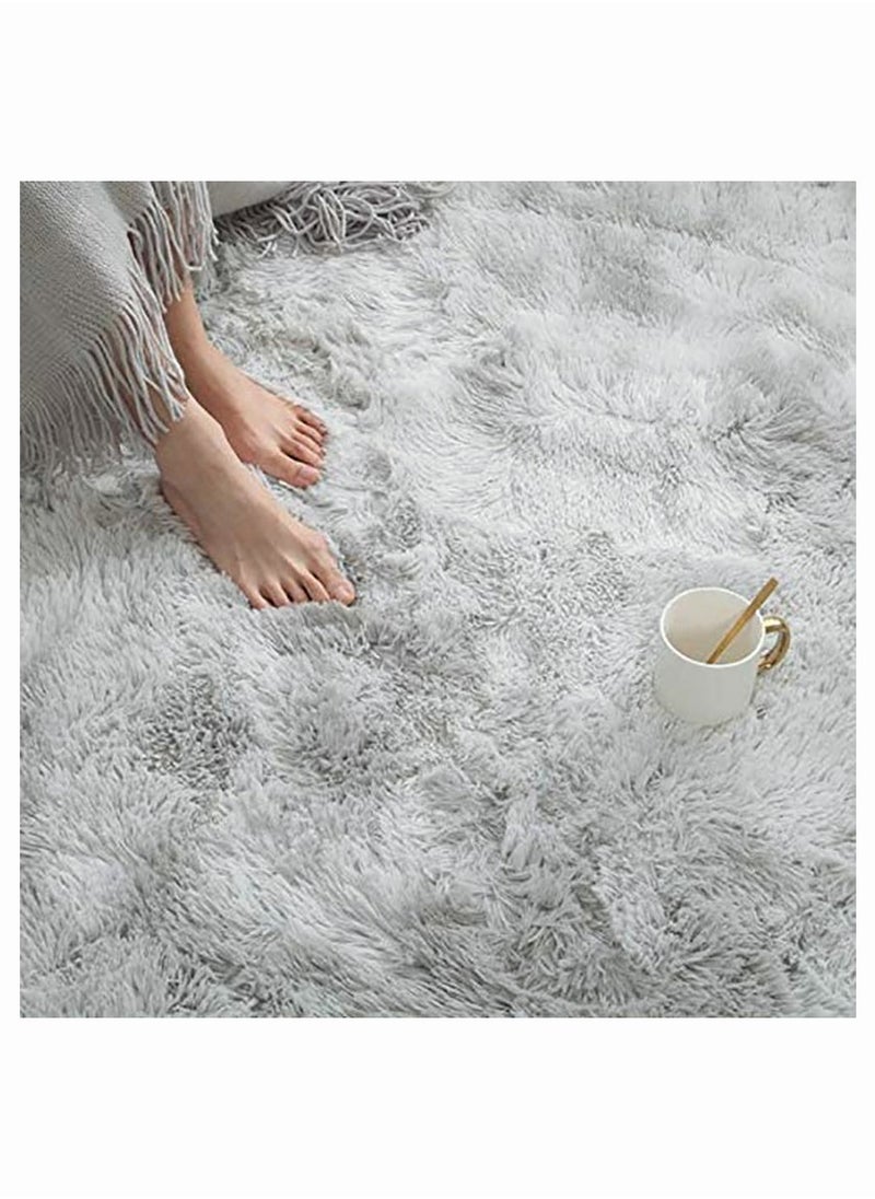 Reelyo Fuzzy Abstract Area Rugs for Bedroom Living Room Fur Rug for Kids Nursery Dorm Room Plush Throw Rug  Decorative Accent Rug for Indoor Home Floor Carpet Light Grey 160x200CM  - Image 3