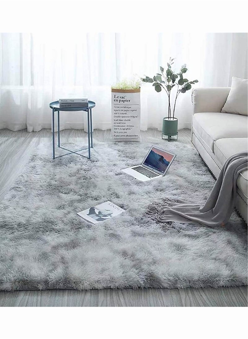 Reelyo Fuzzy Abstract Area Rugs for Bedroom Living Room Fur Rug for Kids Nursery Dorm Room Plush Throw Rug  Decorative Accent Rug for Indoor Home Floor Carpet Light Grey 160x200CM  - Image 5