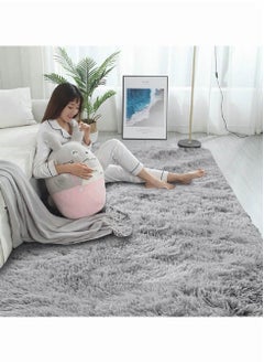 Reelyo Fuzzy Abstract Area Rugs for Bedroom Living Room Fur Rug for Kids Nursery Dorm Room Plush Throw Rug  Decorative Accent Rug for Indoor Home Floor Carpet Light Grey 160x200CM  - Image 4