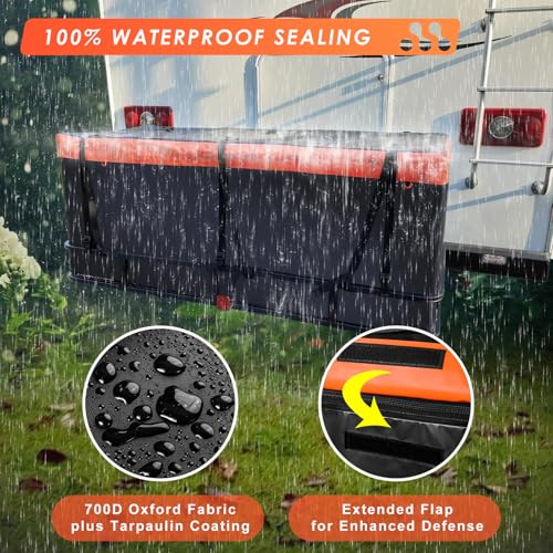 MeeFar Hitch Mount Cargo Carrier Basket 53"*19"*5"+Waterproof Bag 9 Cubic Feet(51"*17"*18"),and Cargo Net with Attachment Hooks,Ratchet Straps,Hitch Stabilizer.500 Lbs Capacity,fit 2" Receiver - Image 4