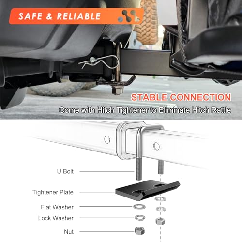 MeeFar Hitch Mount Cargo Carrier Basket 53"*19"*5"+Waterproof Bag 9 Cubic Feet(51"*17"*18"),and Cargo Net with Attachment Hooks,Ratchet Straps,Hitch Stabilizer.500 Lbs Capacity,fit 2" Receiver - Image 5