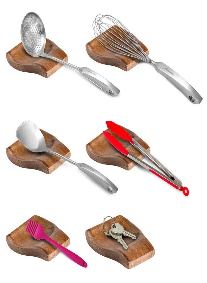 YIDADA Wood Spoon Rests for Kitchen Counter - Cooking Spoon Holder for Stove Top, Modern Coffee Spoon Rest, 2 pcs Spatula Rest Holder - Image 5