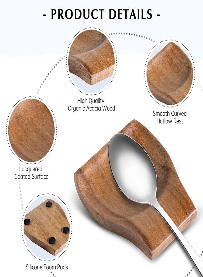 YIDADA Wood Spoon Rests for Kitchen Counter - Cooking Spoon Holder for Stove Top, Modern Coffee Spoon Rest, 2 pcs Spatula Rest Holder - Image 2