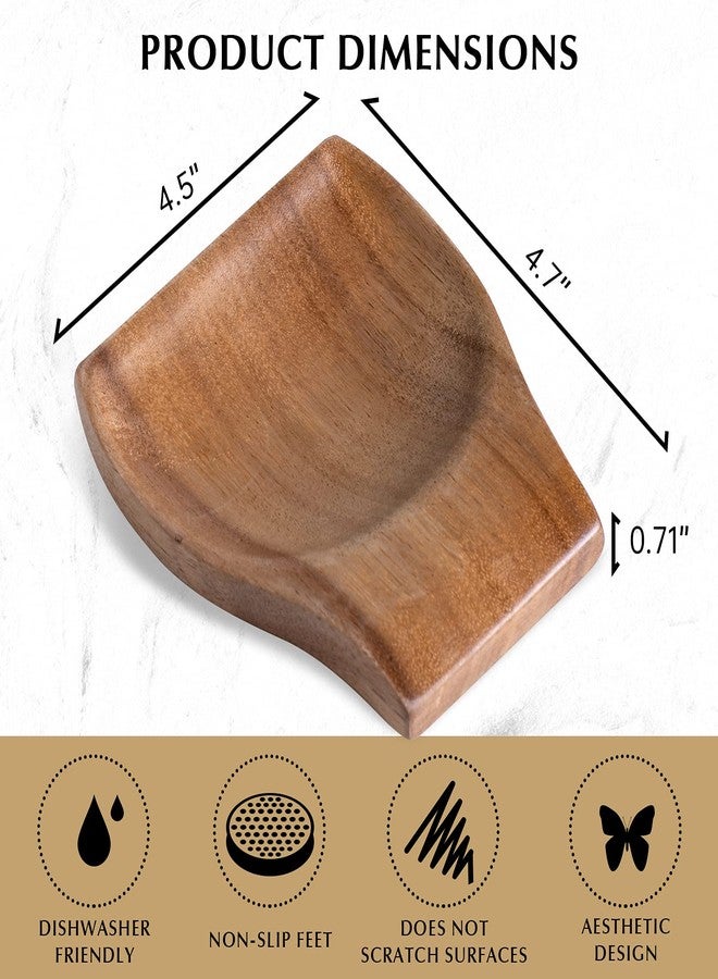 YIDADA Wood Spoon Rests for Kitchen Counter - Cooking Spoon Holder for Stove Top, Modern Coffee Spoon Rest, 2 pcs Spatula Rest Holder - Image 3