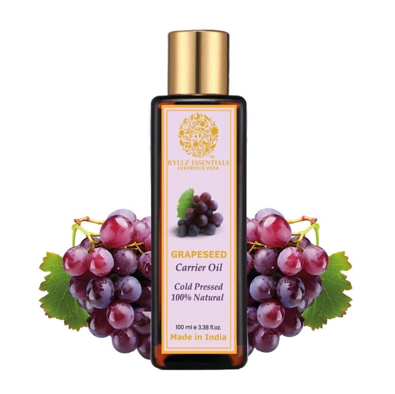 RYLLZ ESSENTIALS Grapeseed Carrier Oil for Hair Growth, Acne, Pimple, Face Massage, Glowing, Radiant Skin | 100% Pure & Natural | Cold Pressed & Extra Virgin Oil | 100ml - Image 3