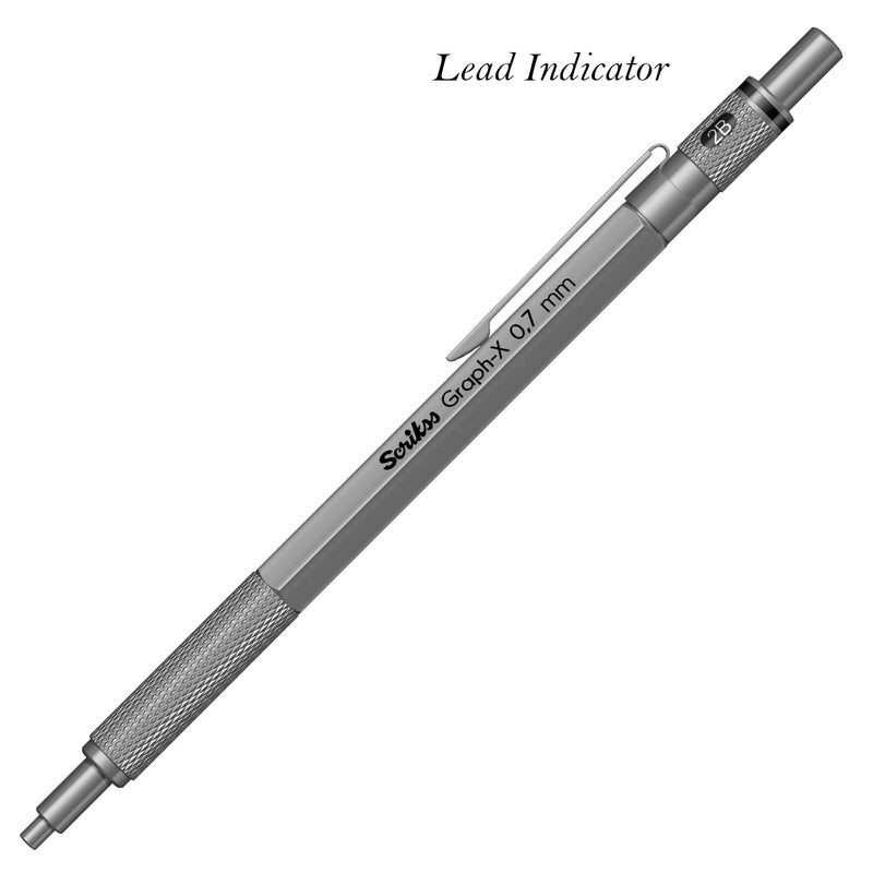 Scrikss 07mm Mechanical Clutch Lead Pen Pencil Satin Grey Brass Body Push Mechanism GraphX Series Eraser Included - Image 5