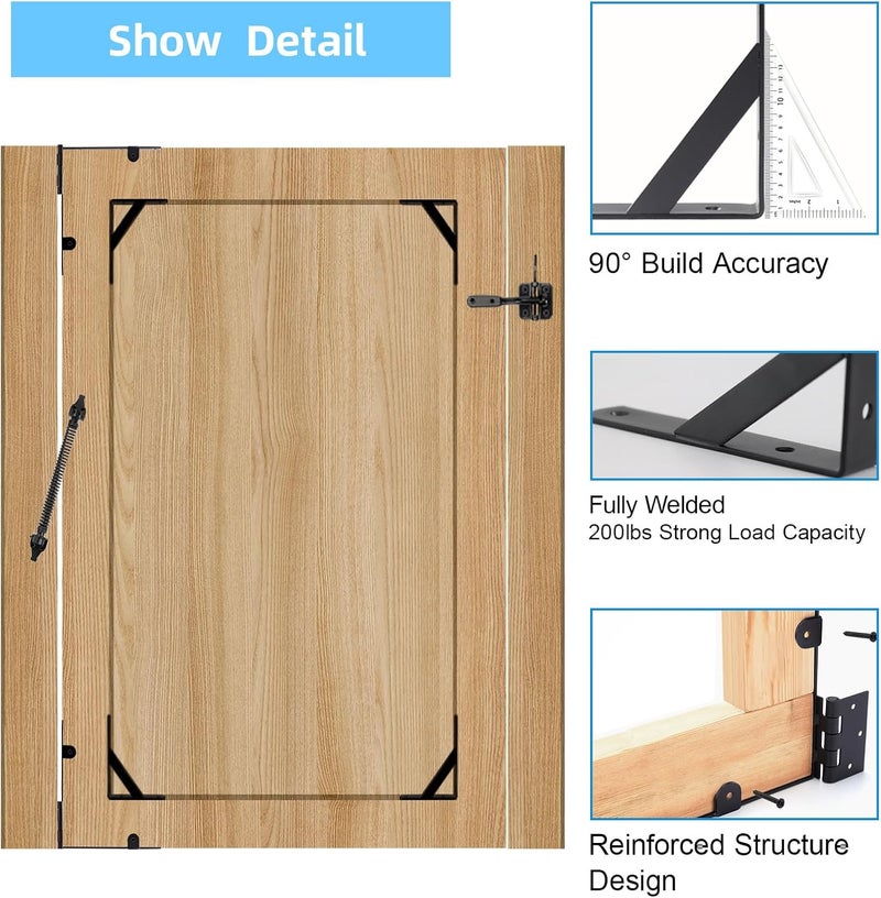 WEKIS Fence Gate Kit Gate Hardware, 1 Set Anti Sag Gate Kit Gate Frame Cornor Brackets Kit with Self Closing Gate Springs Hings Latchs for Outdoor Garden Backyard Wooden Fence Deck Porch Gate - Image 5
