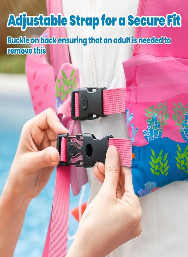 Heysplash Kids Swimming Vest, Toddler Floaties Fit 31-66 Lbs, Puddle Kids Jumper with Adjustable Strap, Swim Jacket Water Wing Arm Baby Float, Pool Sea Swimming Aid 2-7 Years, Rosered Mermaid - Image 5