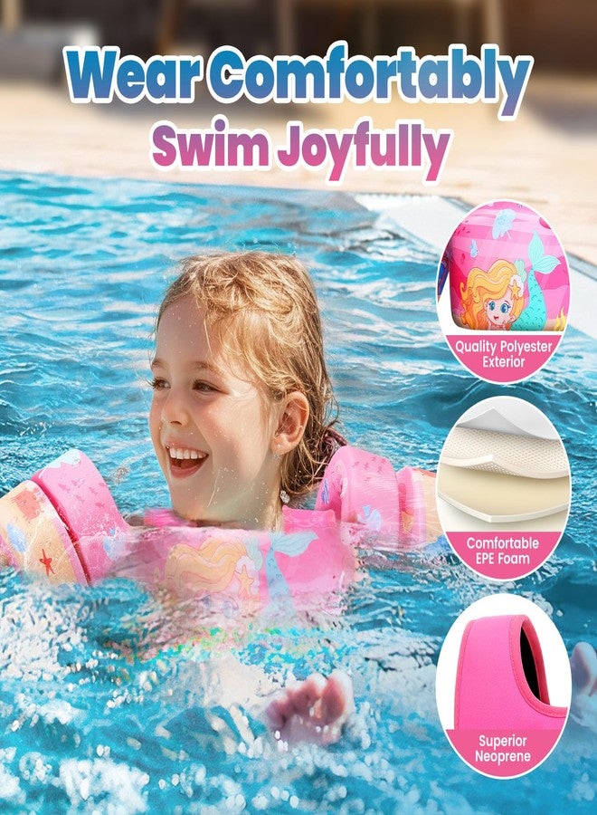 Heysplash Kids Swimming Vest, Toddler Floaties Fit 31-66 Lbs, Puddle Kids Jumper with Adjustable Strap, Swim Jacket Water Wing Arm Baby Float, Pool Sea Swimming Aid 2-7 Years, Rosered Mermaid - Image 4