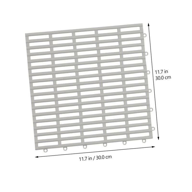 6Pcs Grey Non Slip Bathroom Floor Mats Washable TPE Interlocking Drainage Rug - Image 5