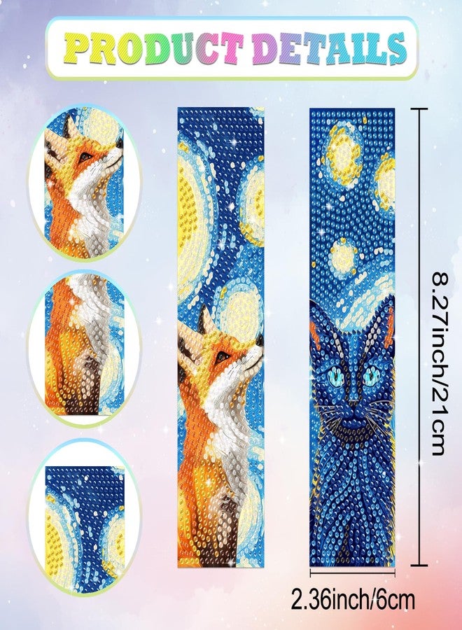 beinkmake 10Pcs Animals and Starry Sky 5D Diamond Art Bookmarks Cute Diamond DIY Painting Bookmarks Rhinestones Beaded Tassel Acrylic Bookmark for Adult Beginner Crafts - Image 2