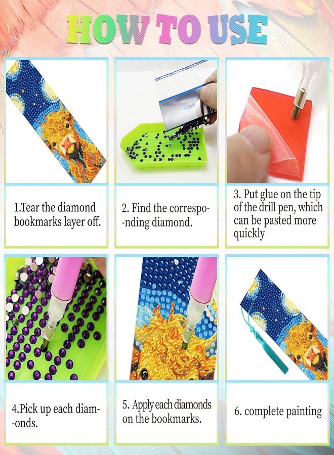 beinkmake 10Pcs Animals and Starry Sky 5D Diamond Art Bookmarks Cute Diamond DIY Painting Bookmarks Rhinestones Beaded Tassel Acrylic Bookmark for Adult Beginner Crafts - Image 4