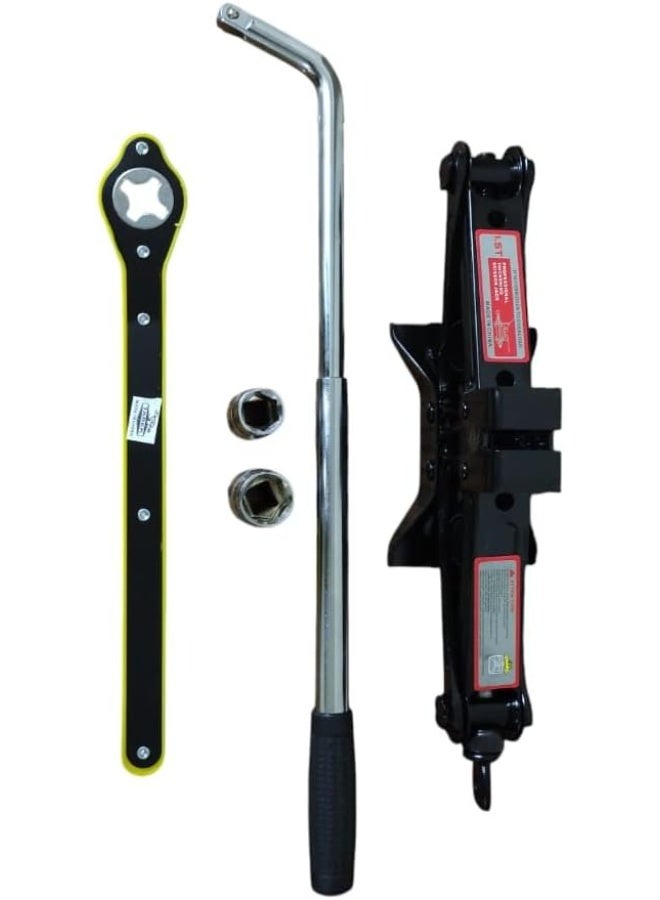 Portable 1.5 Ton Car Scissor Lift Kit – Manual Car Jack with Wrench for Tire Changes & Repairs
