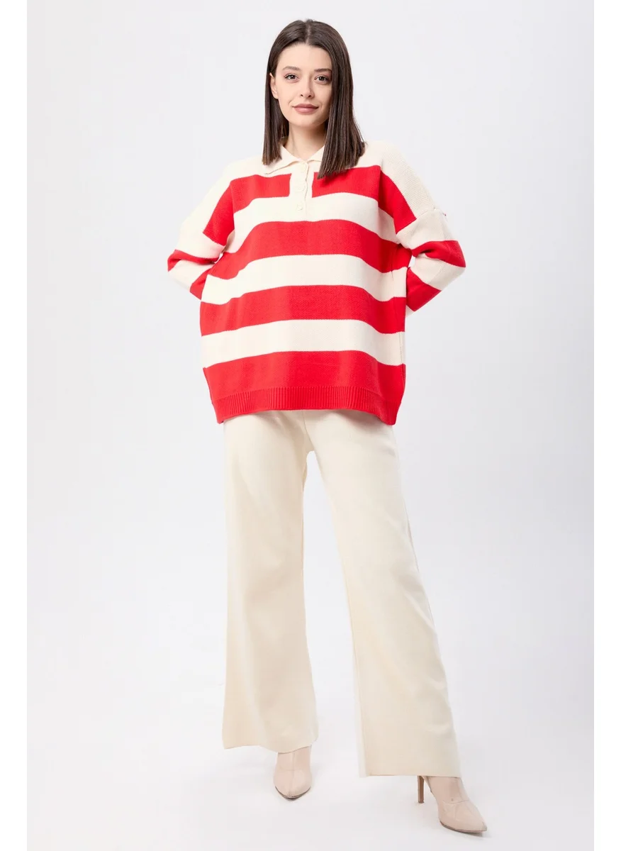 Tofisa 23895-RED Striped Knitwear Suit