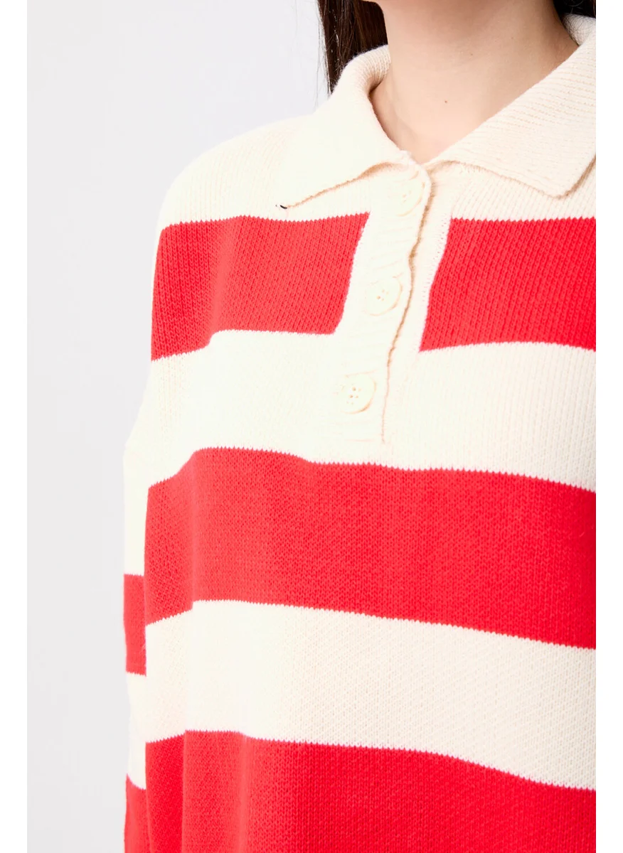 Tofisa 23895-RED Striped Knitwear Suit