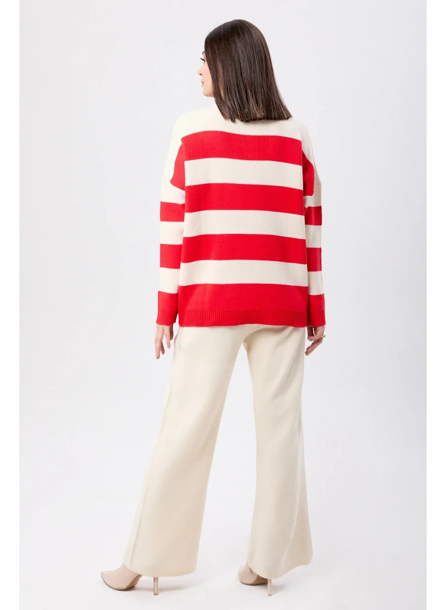 Tofisa 23895-RED Striped Knitwear Suit