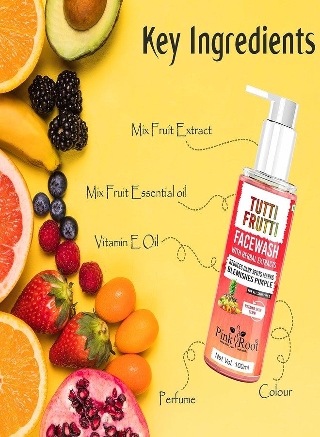 Pink Root Tutti Frutti Face Wash (100 ml) Helps in Oil Balancing, Oil Control, Tan Removes, Dark Spot Removal Suitable for Unisex Daily Skin Care Routine - Image 3