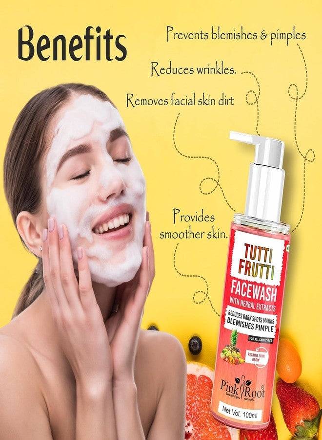 Pink Root Tutti Frutti Face Wash (100 ml) Helps in Oil Balancing, Oil Control, Tan Removes, Dark Spot Removal Suitable for Unisex Daily Skin Care Routine - Image 2