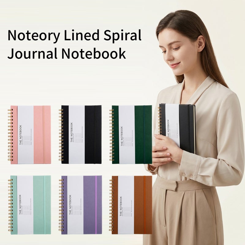 Noteory 200-Page Thick Leather-Bound Lined Spiral-Bound Notebook, Convenient Notebook For Office And Study Use - Image 2