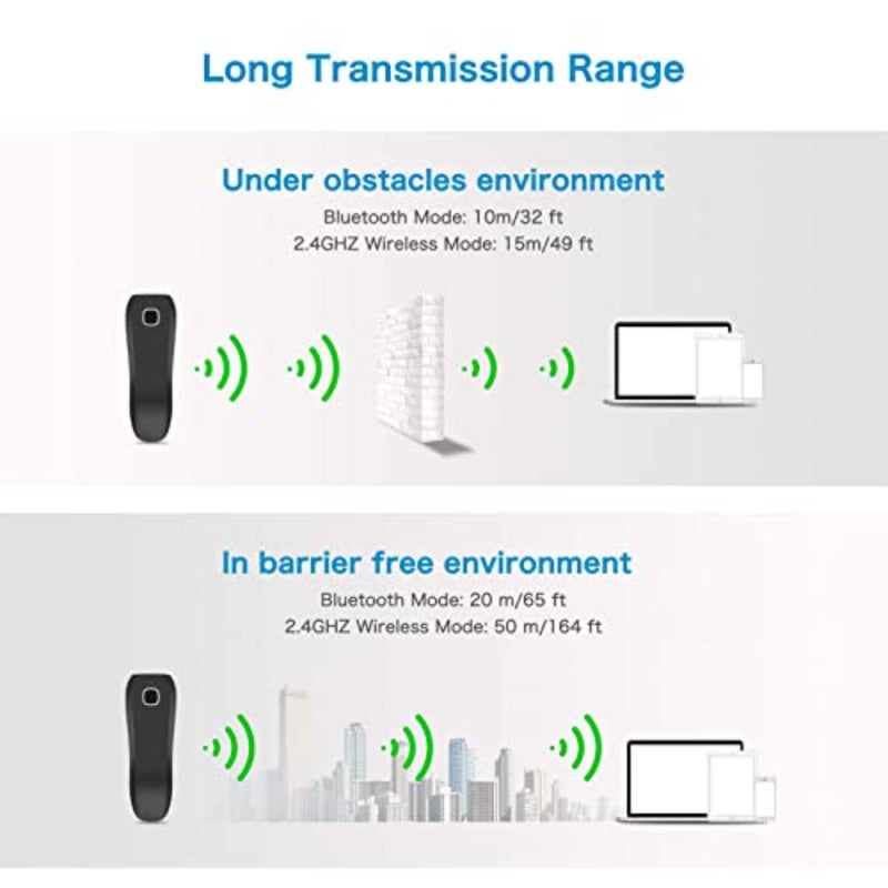 QR Code Scanner, Mini Barcode Scanner Bluetooth Compatible, Small Portable USB 1D 2D Bar Code Scanner for Inventory, 2.4G Cordless Image Reader for Tablet iPhone iPad Android iOS PC POS - C750 - Image 4