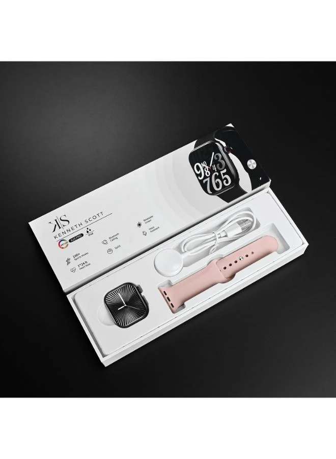 KENNETH SCOTT Kenneth Scott KA10PRO-BSBBP Unisex Smart Display Watch & Silicone Strap Black & Pink