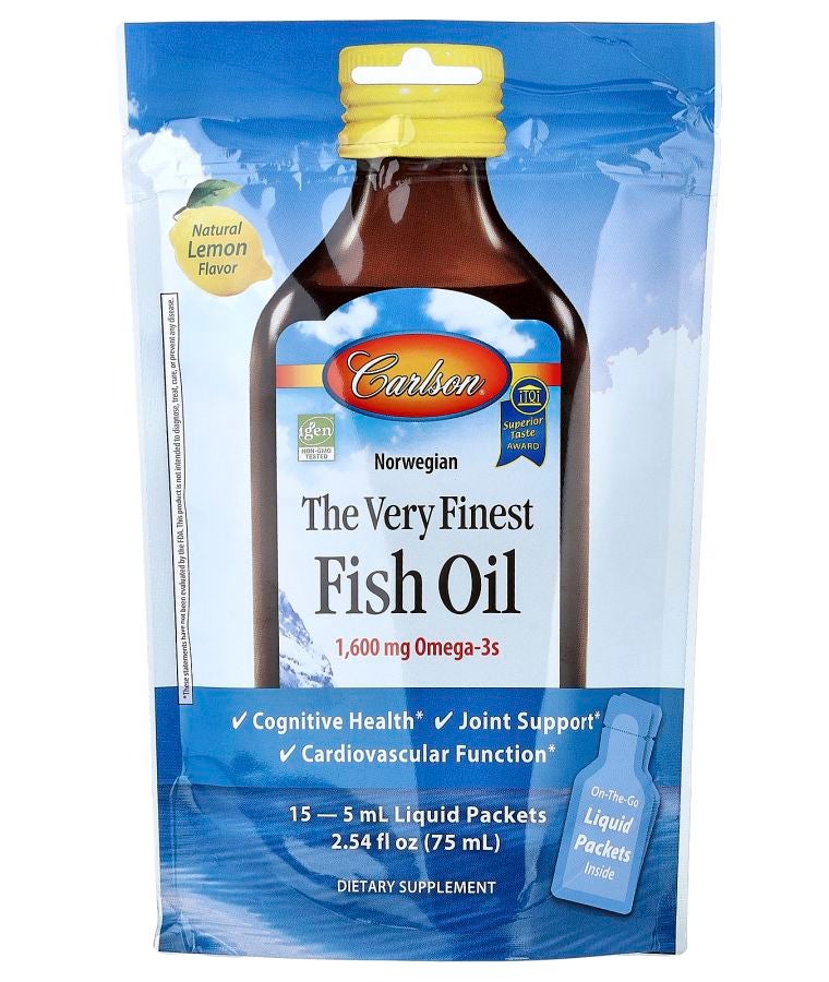 Norwegian The Very Finest Fish Oil Natural Lemon 15 Packets (5 ml) Each