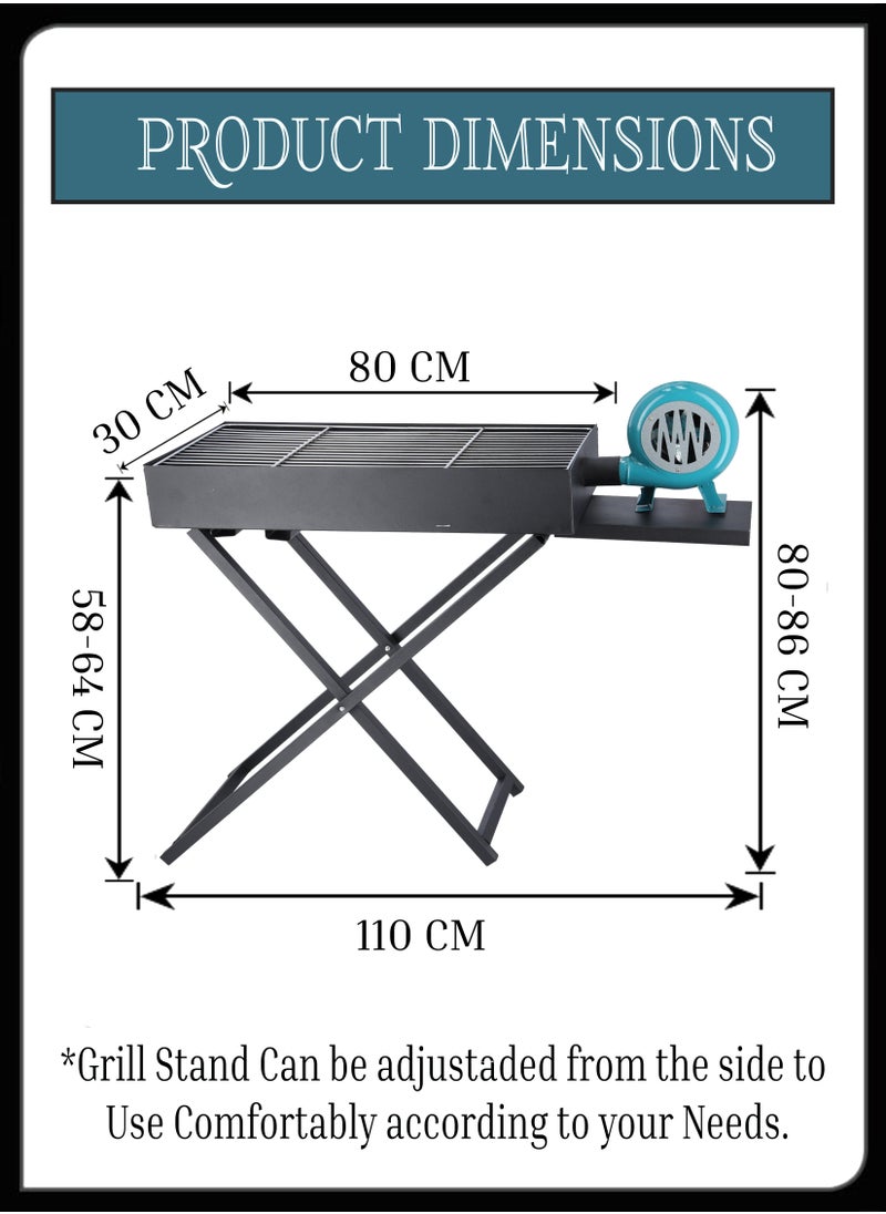 Toshionics barbecue outdooor grill with manual temperature control fan blower to elevate your experience when camping or outdoor activities