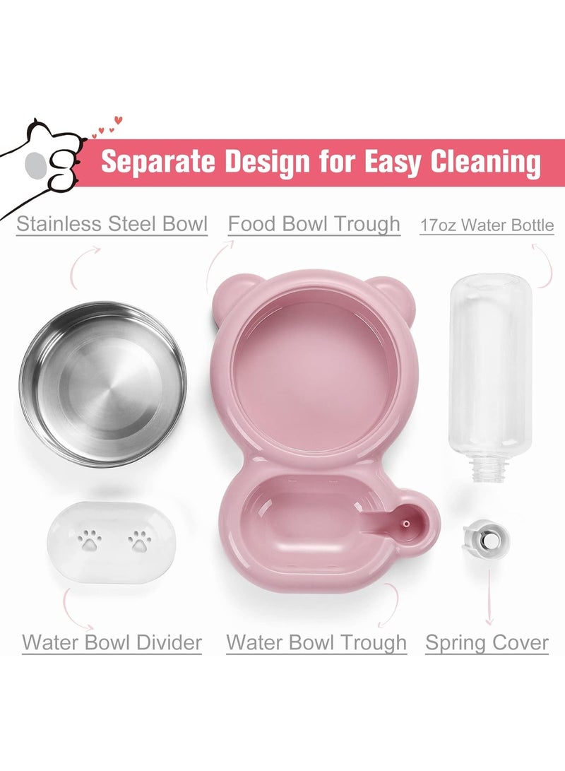 Double Dog Cat Bowls, Pet Water and Food Bowl Set with Automatic Water Dispenser Bottle Detachable Stainless Steel Bowl No-Spill for Cat and Small Dog - Image 4