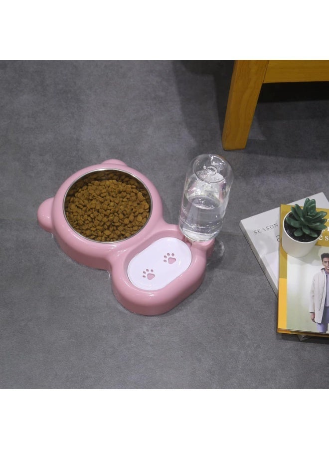 Double Dog Cat Bowls, Pet Water and Food Bowl Set with Automatic Water Dispenser Bottle Detachable Stainless Steel Bowl No-Spill for Cat and Small Dog - Image 2