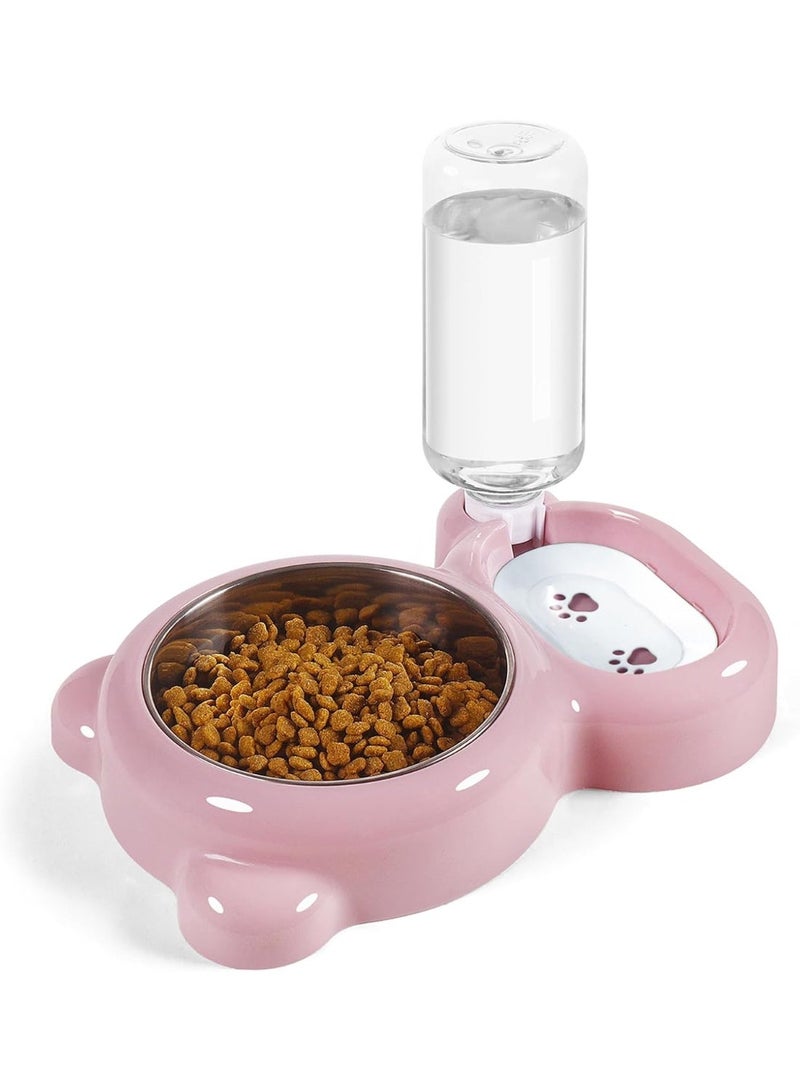 Double Dog Cat Bowls, Pet Water and Food Bowl Set with Automatic Water Dispenser Bottle Detachable Stainless Steel Bowl No-Spill for Cat and Small Dog - Image 1