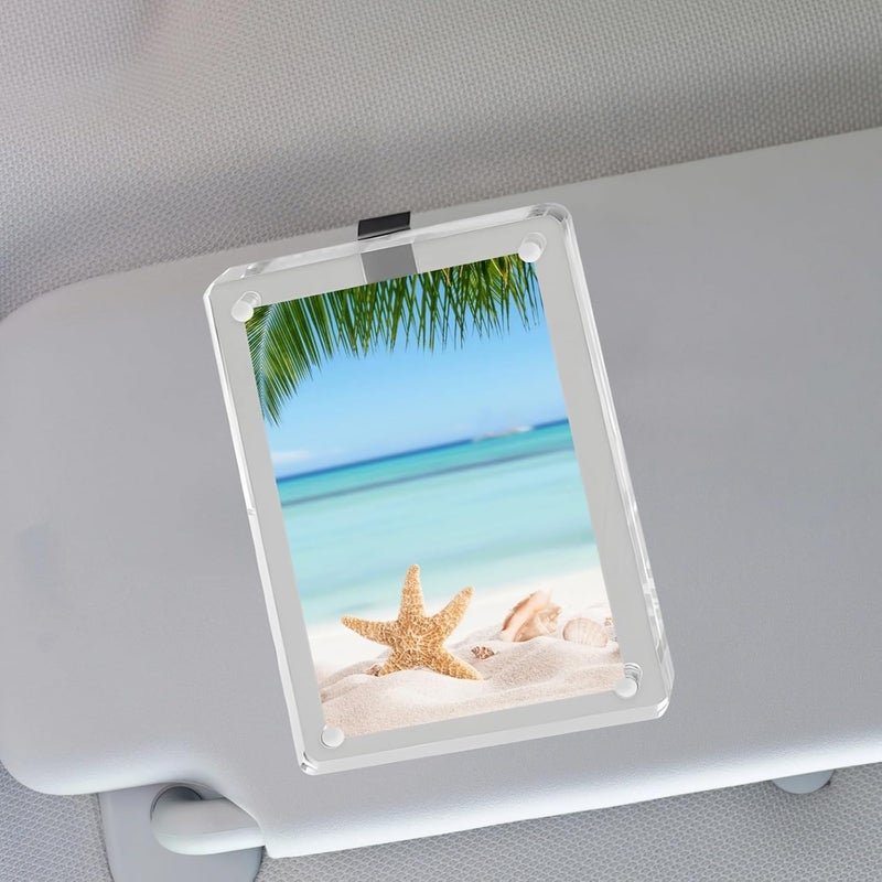 4 Acrylic Car Picture Holders, Visor Frames, DIY Refrigerator Magnet Frames, Travel Photo Holders, Simple Install, Clear Display - Image 3
