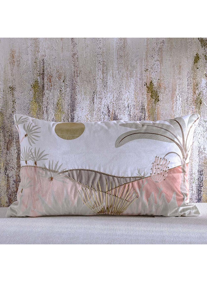 DANUBE HOME غطاء وسادة مخمل مطبوع بتصميم واحة اللمعان مع رقائق - متعدد الألوان - 30x50 سم | غطاء وسادة مخملية للكنبة لغرفة المعيشة، غرفة النوم 811500137749 - Image 1