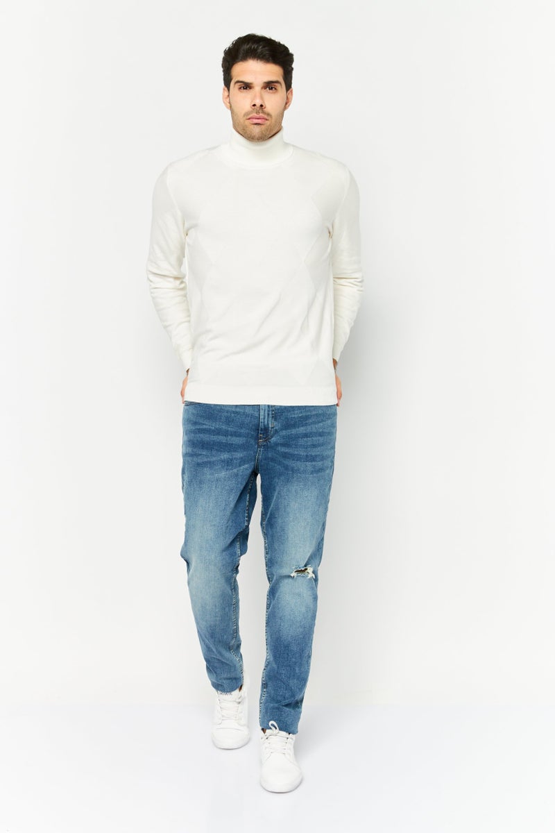 Sorbino سويت شيرت رجالي بأكمام طويلة وياقة مرتفعة، أبيض فاتح - Image 2