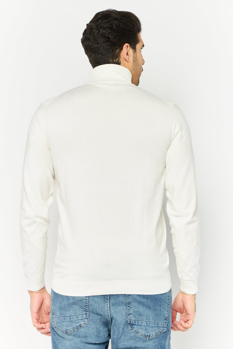 Sorbino سويت شيرت رجالي بأكمام طويلة وياقة مرتفعة، أبيض فاتح - Image 4