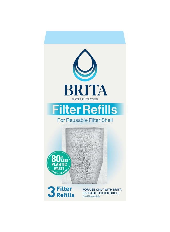 Brita Refillable Water Filtration System Filter Refills, 3 Count - Image 1