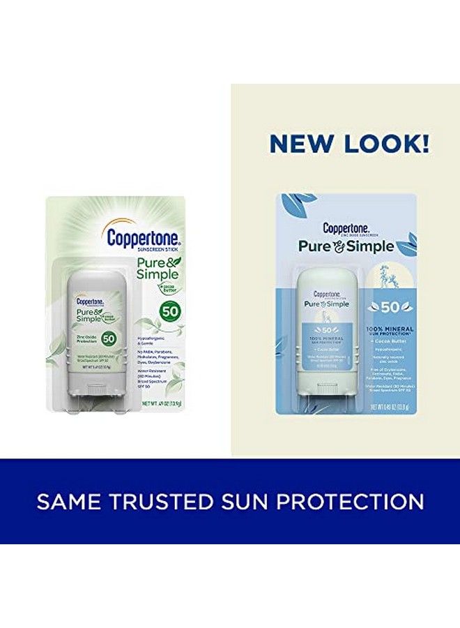 Coppertone واقي شمسي Pure And Simple SPF 50 من أكسيد الزنك المعدني واقي شمسي للوجه 0.49 أونصة (قد تختلف العبوة) - Image 3