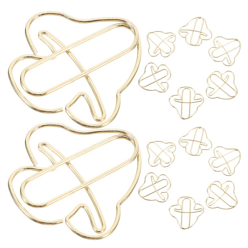 20 Pcs Gold Mushroom Paper Clips Decorative Bill Clamps For Office School Supplies - Image 2