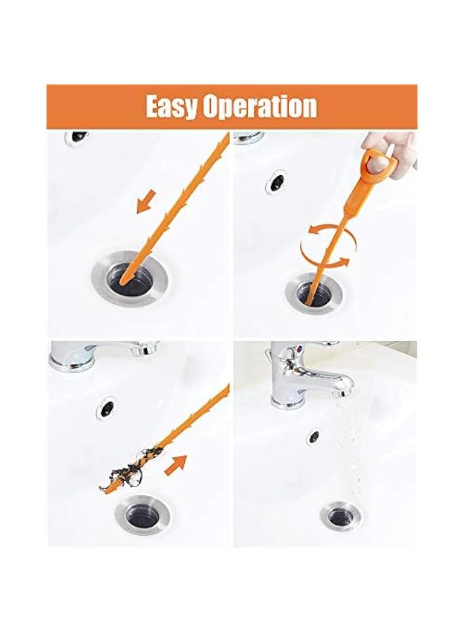 Hair Drain Clog Remover Tool – 6 × 25-Inch Sink Snake + 1 × 24-Inch Drain Cleaner Tool, Plumbing Snake for Shower, Toilet, Kitchen Sink  Tub – 7-Piece Hair Removal Tool Set - Image 3
