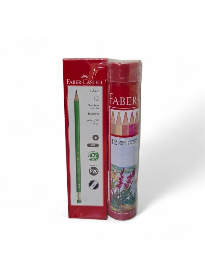 فابير كاستل قلم رصاص جرافيت FC 1323 + قلم FC كلاسيكي دائري 12 قلم (حزمة)
